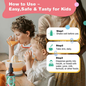 Well&Whole Sulforaphane Kids Liquid Supplement - Pick No More Broccoli Sprout Extract Drops, Hidden Greens for Picky Eaters, Daily Nutrition Support, Sugar-Free, Vegan, 60mL