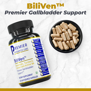 Premier Research Labs BiliVen -Gallbladder & Liver Cleanse Supplement, Gallbladder Support Pills with Artichoke Extract, Milk Thistle, Vitamin B6, Beet Root, Turmeric, Curcumin- 60 Vegetarian Capsules Premier Research LabsBuy Supplements Australia