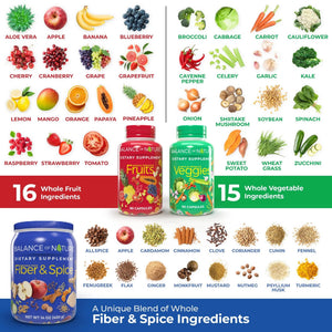Balance of Nature Whole Health System - Whole Food Fruits & Veggies and Fiber & Spice Supplements - 30 Servings Each Balance of NatureBuy Supplements Australia