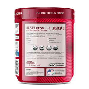 Terra Kai Organics Juce SR7 Sport Reds Organic Fruit & Veggies w/Pea Protein | 43 Superfoods, Antioxidants, Mushrooms, Beets, Herbal Adaptogens, Probiotic, Fiber, Garden Berry Flavor (30 Servings) Terra Kai OrganicsBuy Supplements Australia