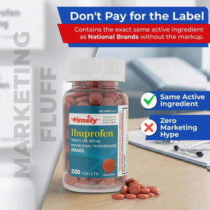 TIME-Cap Labs 200 Tablets Ibuprofen 200mg Coated - Pain Reliever & Fever Reducer (NSAID) for Adults, Helps with Headache, Back Pain, Muscle Aches, Toothaches, Menstrual Cramps & Minor Arthritis Pain TIME-CAP LABS, INC.Buy Supplements Australia