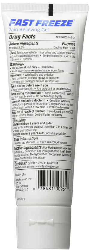 Fast Freeze All-Natural Cooling Pain Relief Therapy: Gel Tube, 4 fl oz Fast FreezeBuy Supplements Australia