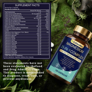 25-in-1 Magnesium Complex | Multi-Form Absorbable Blend for Daily Nutritional Support, 120 Vegan Caps (1) PBZPBZ buy supplements Au