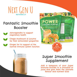 Immune Support - Supplement Powder 150g - Superfood Booster for Adults - Natural Immunity Defense - Daily Drink Mix for Women & Men - Plant Based, Vegan & Gluten Free Smoothie Boost by NextGenU
