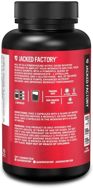 Jacked Factory N.O. XT Nitric Oxide Supplements for Men w/Nitrosigine L Arginine L Citrulline Supplement for Muscle Pumps & Vascularity - Pre Workout Nitric Oxide Booster & Muscle Builder - 90 Caps