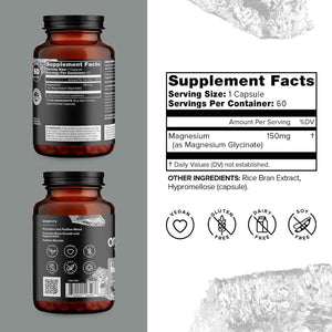 Organifi Essential Magnesium Glycinate Supplement for Bone Support and Muscle Health, 150mg, 60 Vegan Capsules