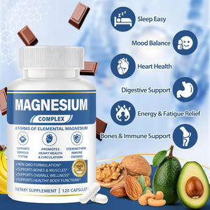 1000mg Magnesium Complex 8 in 1 for Women & Men – Magnesium Glycinate, Citrate, Malate, Taurate, Oxide, Carbonate, Aspartate, Orotate – Vegan Non-GMO, for Sleep, Fatigue & Heart Health, 120 Capsules BOSNETHUINH buy supplements Au