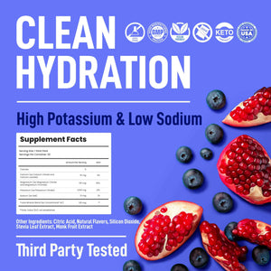 Keppi Electrolytes Powder Packets - Blueberry Pomegranate 30 Servings - No Sugar Hydration Supplement with Potassium, Magnesium, Sodium - Keto, Vegan