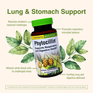 Herbs Etc. Phytocillin - Respiratory & Digestive Health Support Supplement - Herbal Formula to Support Digestion - Support Healthy Breathing - 60 Softgels (60 Servings) Herbs Etc.Buy Supplements Australia