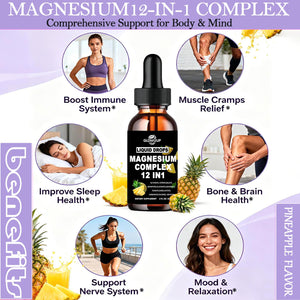 Magnesium 12 in 1 Complex 1000mg Supplement for Women & Men, High Absorption Liquid Magnesium W/Glycinate Citrate Malate Taurate Oxide Aspartate Orotate, Calm Magnesium for Sleep Muscle Heart Support GLOVVUUP buy supplements Au