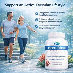 AIFBENK Osteo Alive Bone Support, with Plant-Based Calcium & Magnesium (from Algae), Vitamin D3 (from Lichen), Vitamin K2 (MK-7), Boron & BioPerine, Helps Support Bone & Skeletal Health AIFBENKBuy Supplements Australia