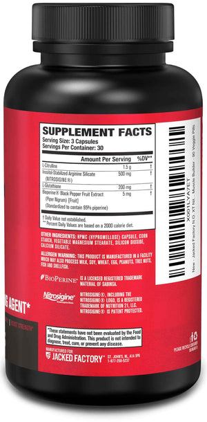 Jacked Factory N.O. XT Nitric Oxide Supplements for Men w/Nitrosigine L Arginine L Citrulline Supplement for Muscle Pumps & Vascularity - Pre Workout Nitric Oxide Booster & Muscle Builder - 90 Caps