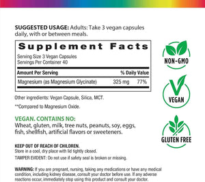 Rainbow Light Magnesium Glycinate 325 mg - 120 Capsules - High Absorption, Chelated Form of Magnesium - Supports Nerve, Bone, & Muscle Health - Vegan, Non-GMO and Gluten Free