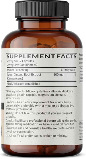 Futurebiotics Korean Panax Ginseng Energy, Memory & Brain Health Support, Non-GMO, 120 Capsules