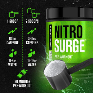 Jacked Factory NITROSURGE Pre Workout Supplement - Endless Energy, Instant Strength Gains, Clear Focus, Intense Pumps - NO Booster & Preworkout Powder with Beta Alanine - 30 Servings, Cherry Limeade Jacked Factory buy supplements Au