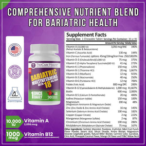 ProCare Health Bariatric Chewable Multivitamin with Iron 18mg (30 Tablets) - Fruit Punch Flavor Bariatric Multivitamin Chewable ProCare Health