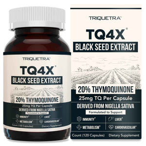 20% Thymoquinone Black Seed Oil Extract Capsules - TQ-Advanced 4X: Potent Thymoquinone Concentration Available - 60:1 Concentrate from Nigella Sativa, Raw Form, Vegan, Glass Bottle (120 Capsules)