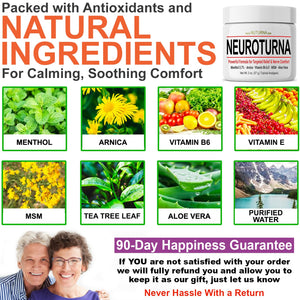 Nuturna Nerve Cream - Fast Acting Comfort for Feet, Hands, Legs & Toes - Ultra Strength Menthol, Arnica, Aloe Vera, MSM - Cooling Soothing Comfort - Non-Greasy, Paraben-Free - 4 oz NuturnaBuy Supplements Australia