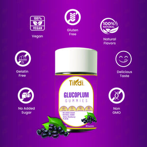 TIKDI GlucoPlum Gummy - 30 Count - Supports Healthy Blood Sugar Levels Already Within Normal Range. All Natural with Indian BlackBerry, Fenugreek, Cinnamon, Vegan, No Added Sugar TIKDI buy supplements Au