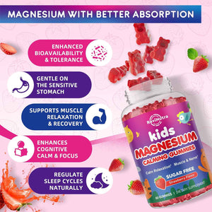 Magnesium Complex Gummies for Kids Adults Magnesium Supplements Sugar Free Strawberry Flavor