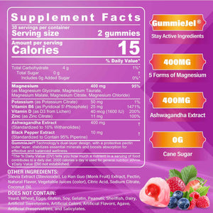 Magnesium Gummies 400mg - 5-in-1 Magnesium Complex for Women & Men: Mag Glycinate, Citrate, Malate, Chloride & Taurate - w/Ashwagandha, D3 & Zinc for Relaxtion