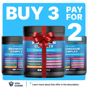Vita Guard Magnesium Complex 1480mg โ 10-in-1 with Glycinate, Citrate, Malate & More โ High Absorption โ Sleep, Muscle, Nerve & Heart Support โ 90 Vegan Capsules โ Non-GMO, Gluten-Free, No Sugar Vita Guardย buy supplements Au