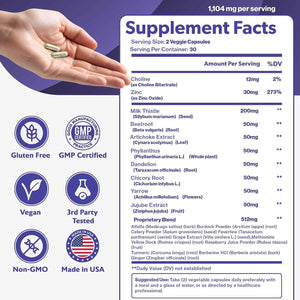 Happee Liver Cleanse Detox & Repair Supplement with Milk Thistle Extract - Flush Toxins & Renew Health - Vegan, Made in USA, 60 Capsules