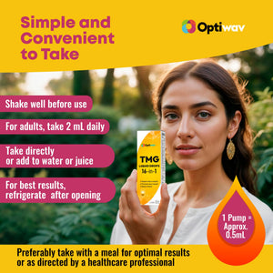 Optiwav TMG Trimethylglycine Liquid Drops - Betaine High Absorption Methylated Vitamins Supplement for Homocysteine Methylation & Heart Health Support - Orange Flavor Gluten Free Vegan - 2 fl oz OptiwavBuy Supplements Australia