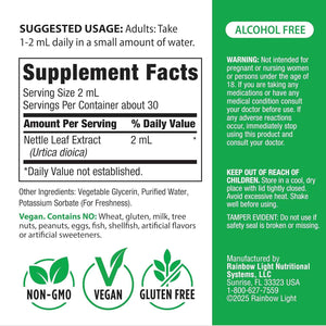 Rainbow Light Nettle Leaf Extract - 2 Fl Oz - Super Concentrated - Alcohol Free - Non-GMO and Gluten Free Herbal Supplement
