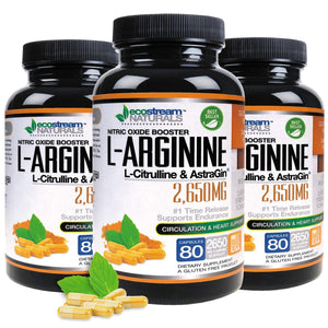 ecostream Naturals MAX 2650mg Nitric Oxide Booster L-Arginine - L-Citruline and Astragin - Time Release 2650 MAX Formula ecostream Naturals buy supplements Au