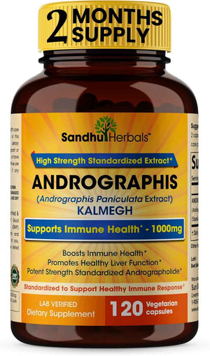 Andrographis Paniculata Kalmegh for Immune and Liver Health Support - 120 Vegetarian Capsules, 2 Months Supply - Ayurvedic Herbal Vegetarian Supplement Complex