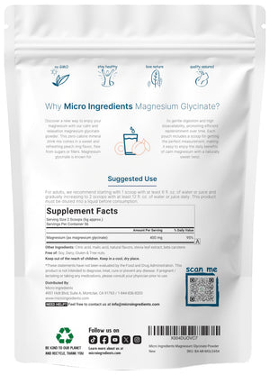 Magnesium Powder, 12oz (56 Servings) | Magnesium Glycinate Powder | Sweet Peach Ring Flavored | Sleep, Muscle, Heart & Nerve Health Support | Easily Absorbed | Non-GMO, Vegan, Sugar Free Micro IngredientsBuy Supplements Australia