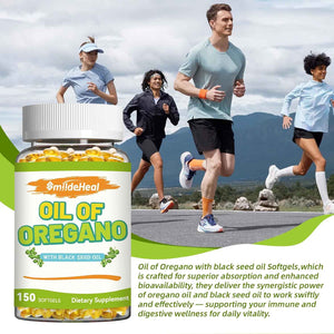 Oregano Oil with Black Seed Oil Softgels - Gluten Free, Non-GMO,150 Softgels, 75-Day Supply