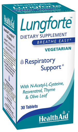 HealthAid LungForte 30 Tablets – Daily Antioxidant Lung Support with NAC, Resveratrol, Olive Leaf, Thyme & Vitamins A, C & D3 – Vegetarian, Non‑GMO HealthAidBuy Supplements Australia