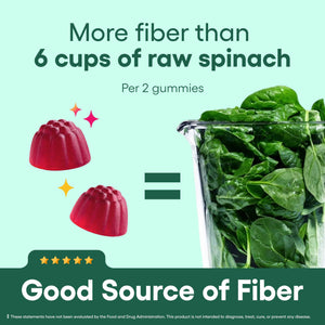 Physician’s Choice Fiber Gummies for Digestive Health & Regularity - Raspberry Lemon Flavor - No Sugar Added & Vegan - Natural Chicory Root Prebiotic Fiber