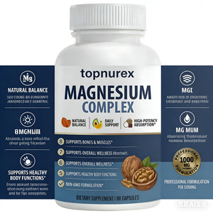 Topnurex Magnesium Complex supplement bottle with label on a white background