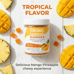 DXWXH Gleaux Tanning Gummies, Tanning Gummies for Women, Sunless Radiance Support with Beta Carotene, Astaxanthin & Lycopene, for Skin Health & Complexion Support, Mango Pineapple Flavor, 60 Gummies DXWXH buy supplements Au