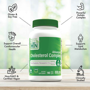 Health Thru Nutrition Advanced Cholesterol Complex - Heart Health Support & Lipid Metabolism with Phytosterols, Policosanol, Hydroxytyrosol, Chromium and More - Vegan, Non-GMO (Pack of 90)