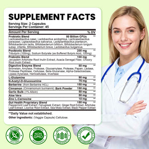 SEPT YAN Gut Health Supplement with Prebiotics, Postbiotics & Probiotics for Digestive Health for Women & Men, 80 Billion CFU Probiotics for Gut and Digestion