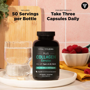Vital Vitamins Multi Collagen for Women & Men - Type I, II, III, V, X - Grass Fed, Non-GMO - 150 Capsules Vital Vitamins buy supplements Au