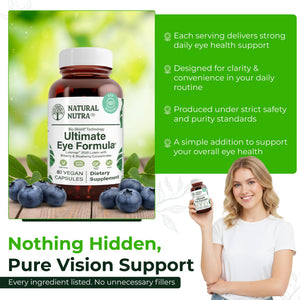 Natural Nutra Ultimate Eye Health Supplement - Bilberry & Blueberry Extract Blend for Day and Night Vision Support, Promotes Color Perception & Eye Clarity - Non-GMO, Vegan - 30 Capsules (Pack of 3) Natural Nutra buy supplements Au