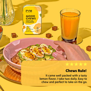 PYM Citrus Mood Chews Support for Stress, Worry & Overwhelm, 120 Count | 130mg GABA, 90mg L-Theanine | Vegan, Non-GMO, Gluten-Free, No Added Sugar | All-Natural Mood Balance Supplement Made in USA PYM HealthBuy Supplements Australia