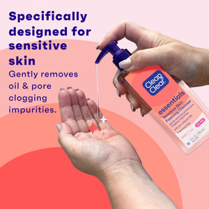Clean & Clear Essentials Oil-Free Foaming Facial Cleanser, Daily Foaming Face Wash with Pro-Vitamin B5 for Sensitive Skin