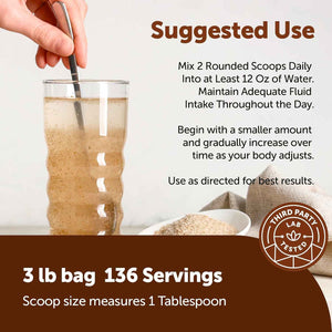Micro Ingredients Organic Whole Psyllium Husks, 3lbs - Daily Soluble Fiber Supplement - Sourced from India - Ideal for Oatmeal, Coffee & Beverage - Unflavored, Non-GMO, Keto Friendly, Vegan