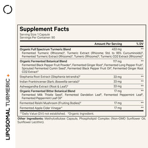 Codeage Organic Turmeric Supplement - 95% Curcumin Extract Pills - Liposomal Fermented Botanical Blend Black Pepper, Ashwagandha, Ginger, Stephania, Boswelia, Cumin, Digestive Bitters - 90 Capsules CodeageBuy Supplements Australia