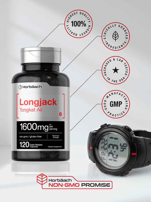 Horbäach Longjack Tongkat Ali for Men and Women - 120 Capsules - Extract Supplement - Maximum Strength Pills