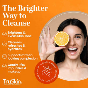 TruSkin Vitamin C Brightening Face Wash with Rosehip Oil, 4 fl oz - Vitamins C & E, Aloe Vera and MSM gently cleanse, refresh and support radiant-looking skin without over-drying