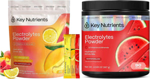KEY NUTRIENTS Electrolytes Powder Bundle, Watermelon 90 Servings + Electrolyte Powder Packets Variety Pack 10 Count, Sugar Free Hydration Drink Mix with Vitamins & Minerals, No Calories