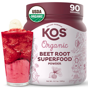 KOS Organic Beet Root Powder, USDA Organic - Natural Nitric Oxide Booster, Superfood Plant Based Beetroot Antioxidant, Supports Active Lifestyle & Healthy Circulation, Soy & Gluten-Free - 90 Servings KOS buy supplements Au