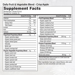 Equilife Daily Fruit & Vegetable Blend, Superfood Antioxidant Supplement, Crisp Apple Flavor with Vitamin C, Fiber, and 9 Essential Amino Acids, Supports Energy, Low Sugar, Vegan, 30 Servings Tub Equilife buy supplements Au